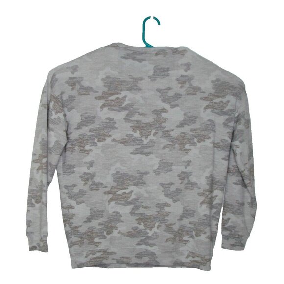 Athleta Womens Sz Med Gray Camo Pullover Sweatshirt Workout Athletic Modal Soft - Picture 2 of 9